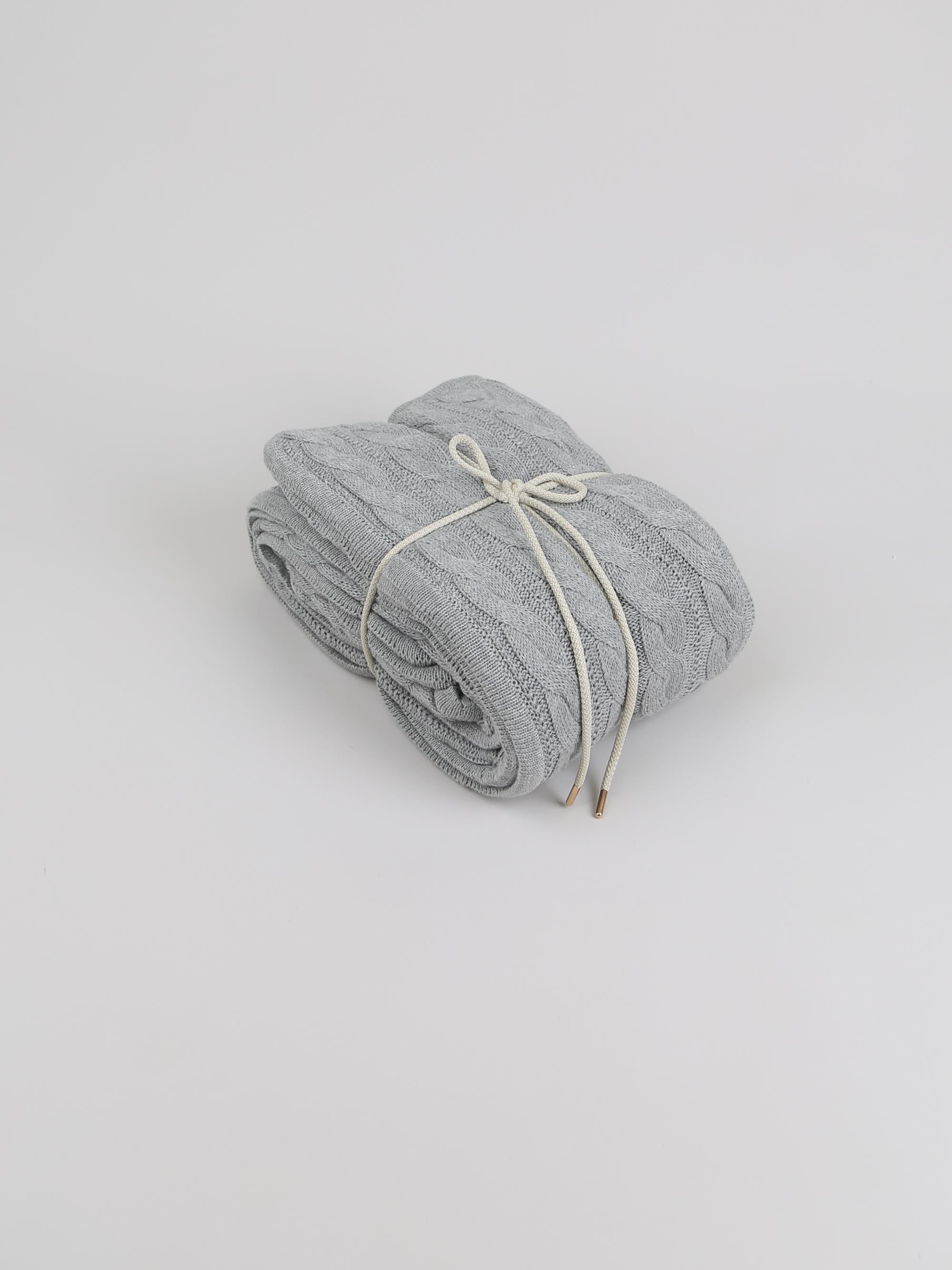 שמיכה סרוגה לתינוקות וילדים - אפור מלאנג'