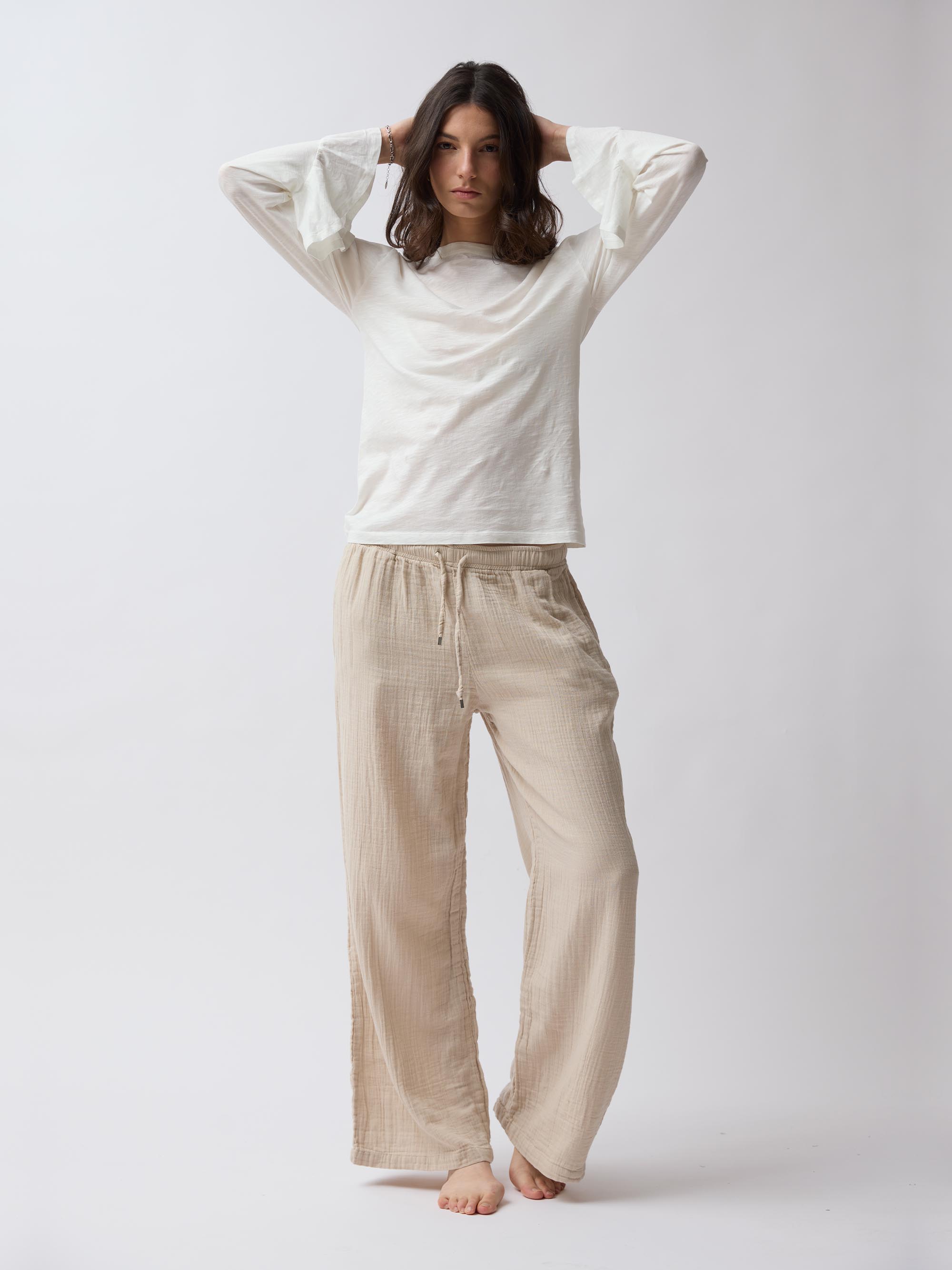 חולצת פעמון SLUB - שנהב