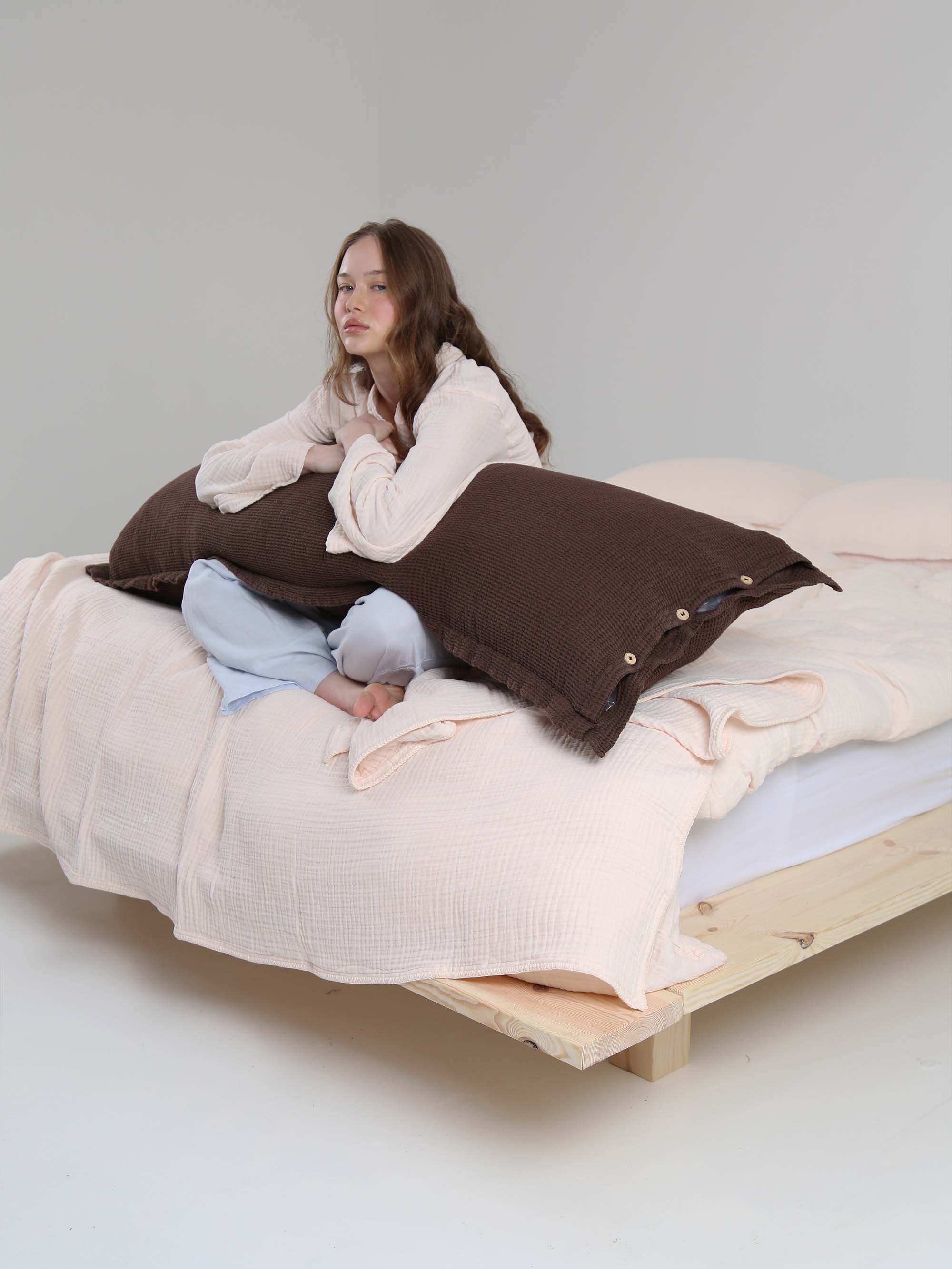 ציפית לכרית ארוכה BAMBOO - חום