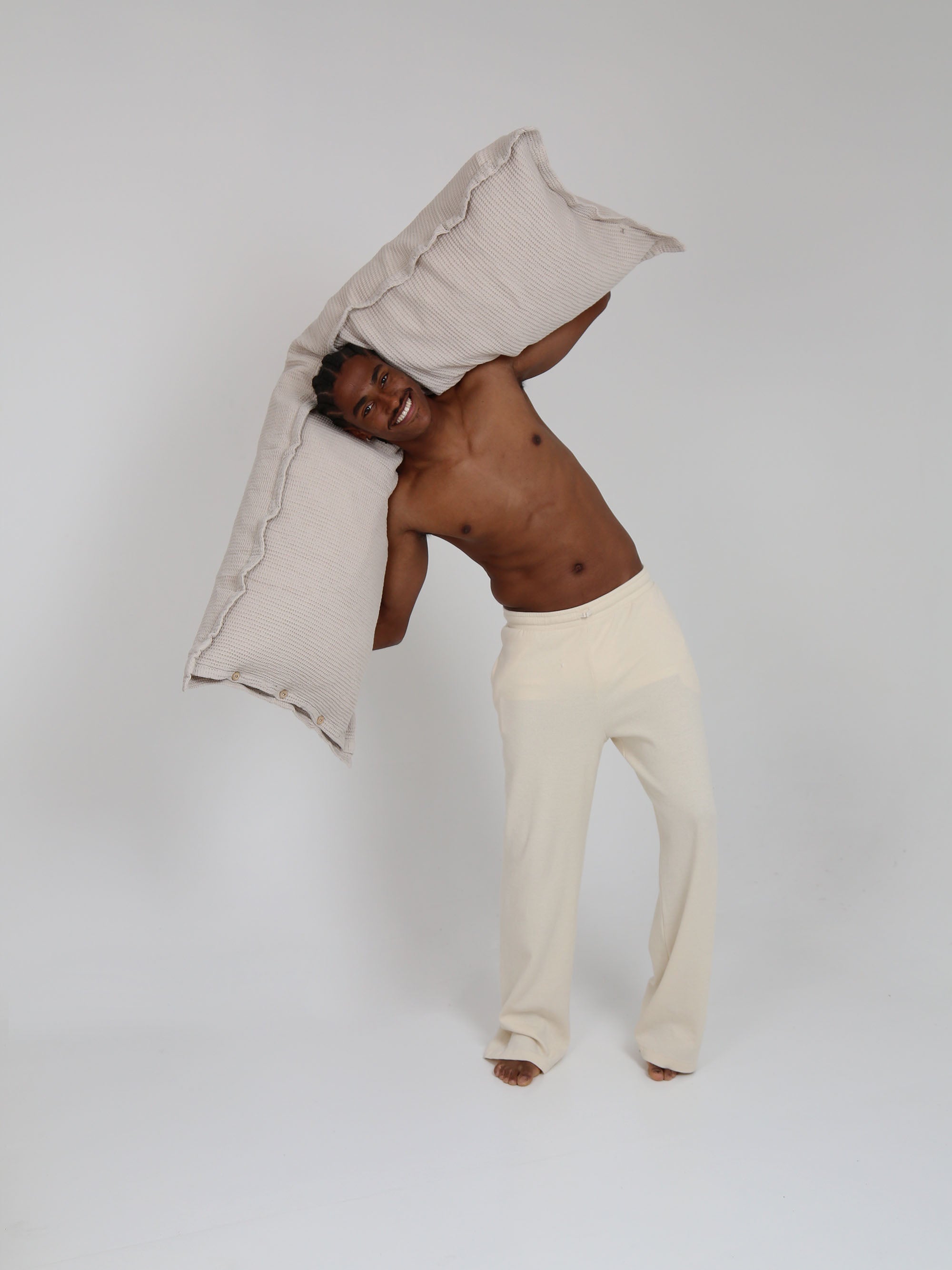 ציפית לכרית ארוכה BAMBOO WAFFLE - אבן