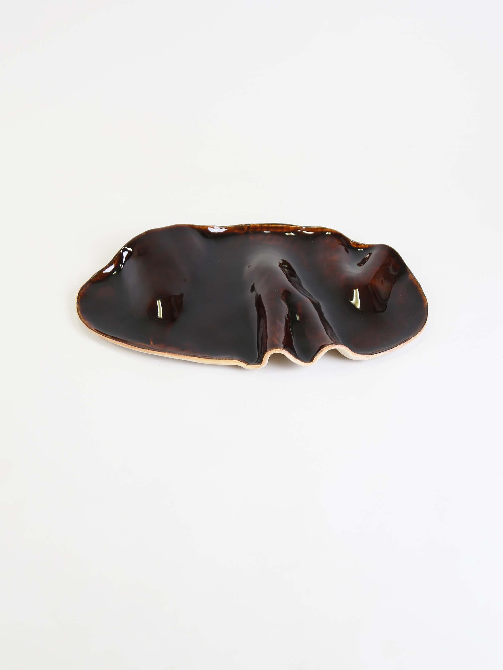 צלחת אירוח אובלית - חום