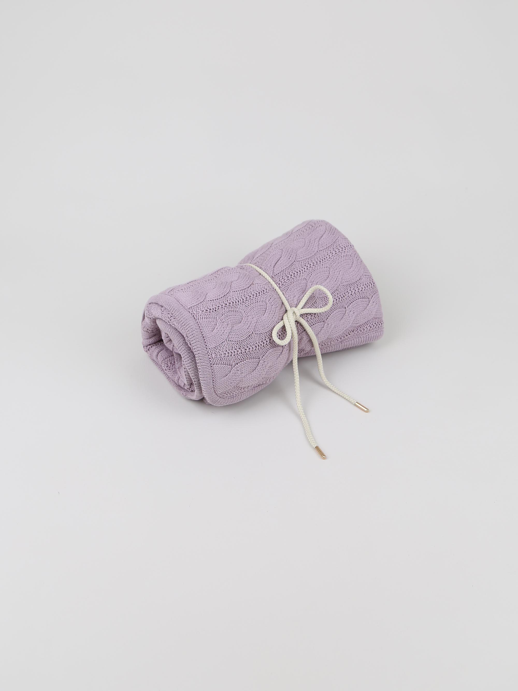 שמיכה סרוגה לתינוקות וילדים - סגול