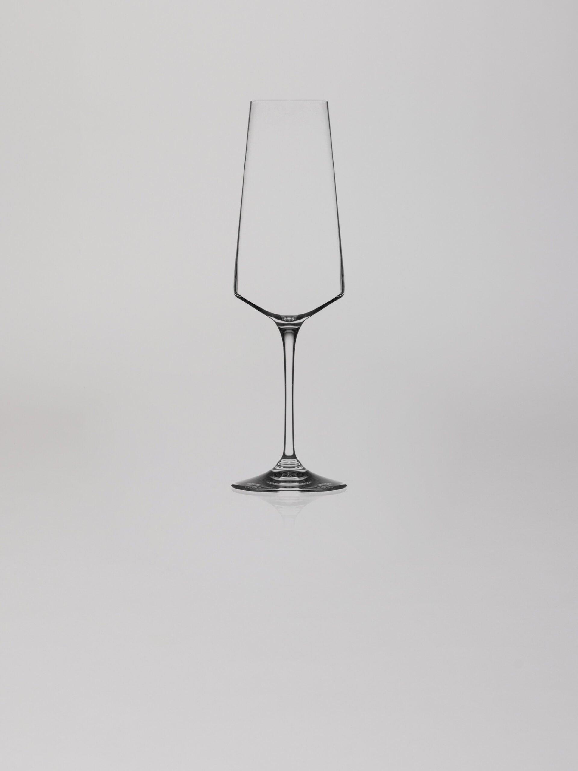 כוס שמפנייה ארוכה על רק אפור