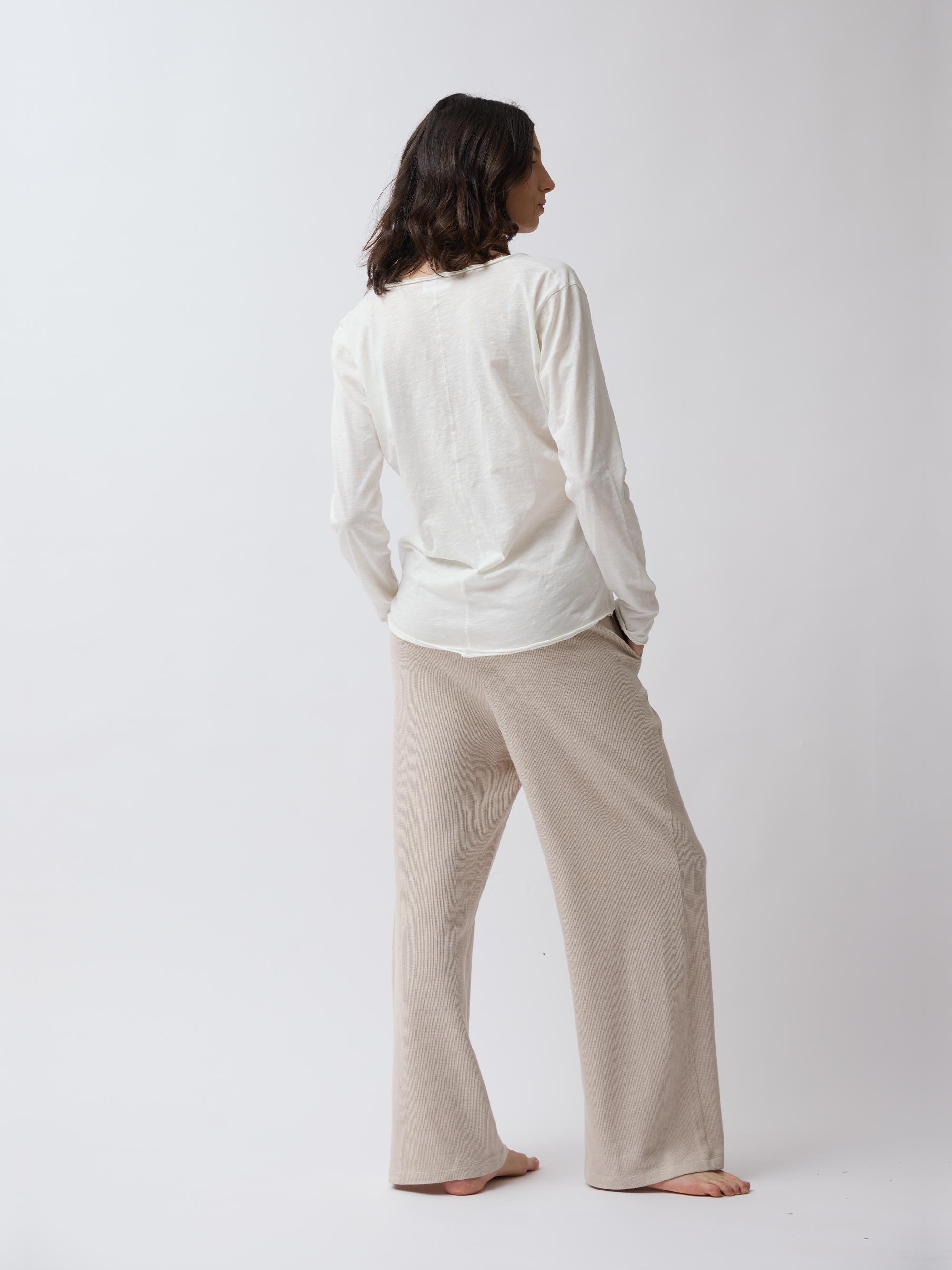 חולצת שינה SLUB - שנהב