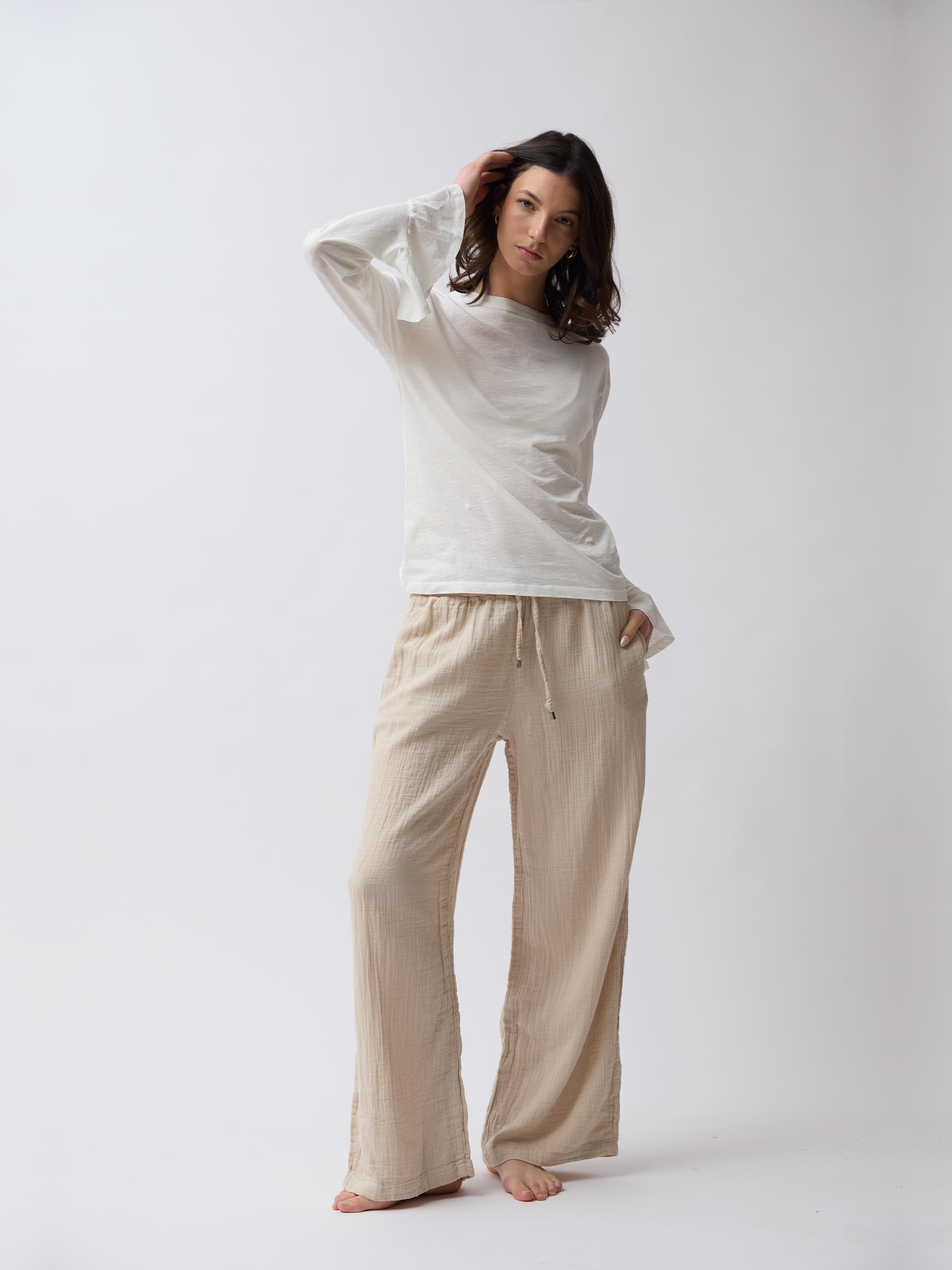 חולצת פעמון SLUB - שנהב