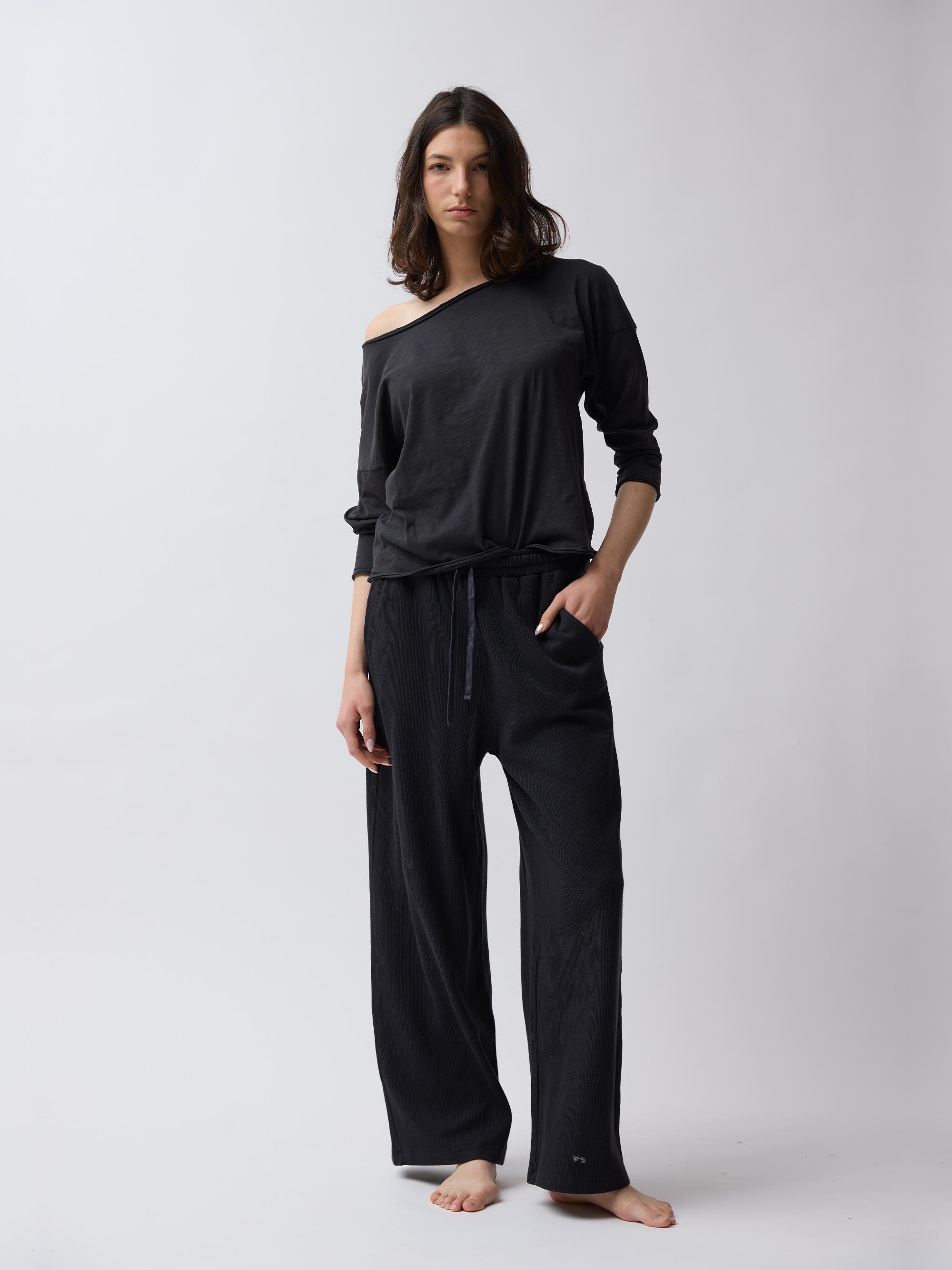 חולצת אופשולדר SLUB - פחם