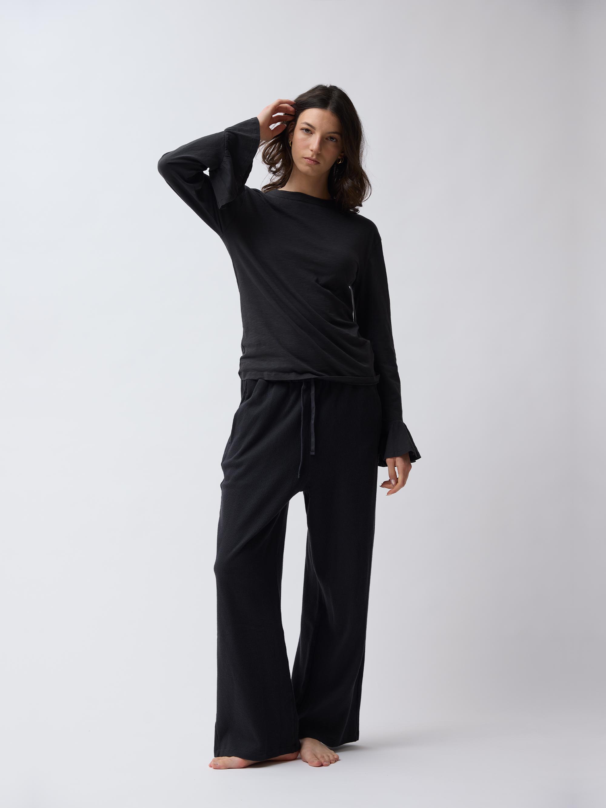 חולצת פעמון SLUB - פחם