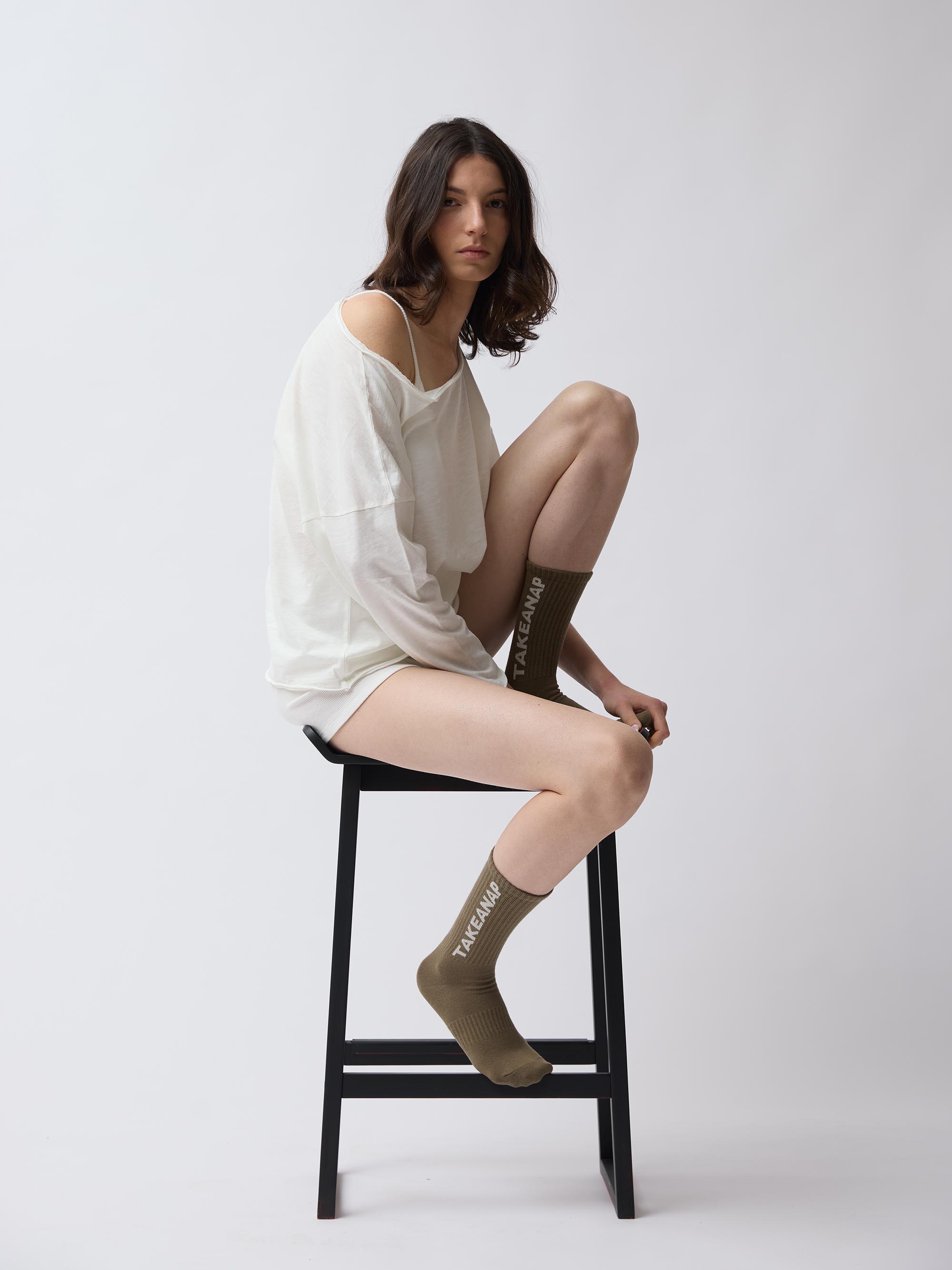 חולצת אופשולדר SLUB - שנהב