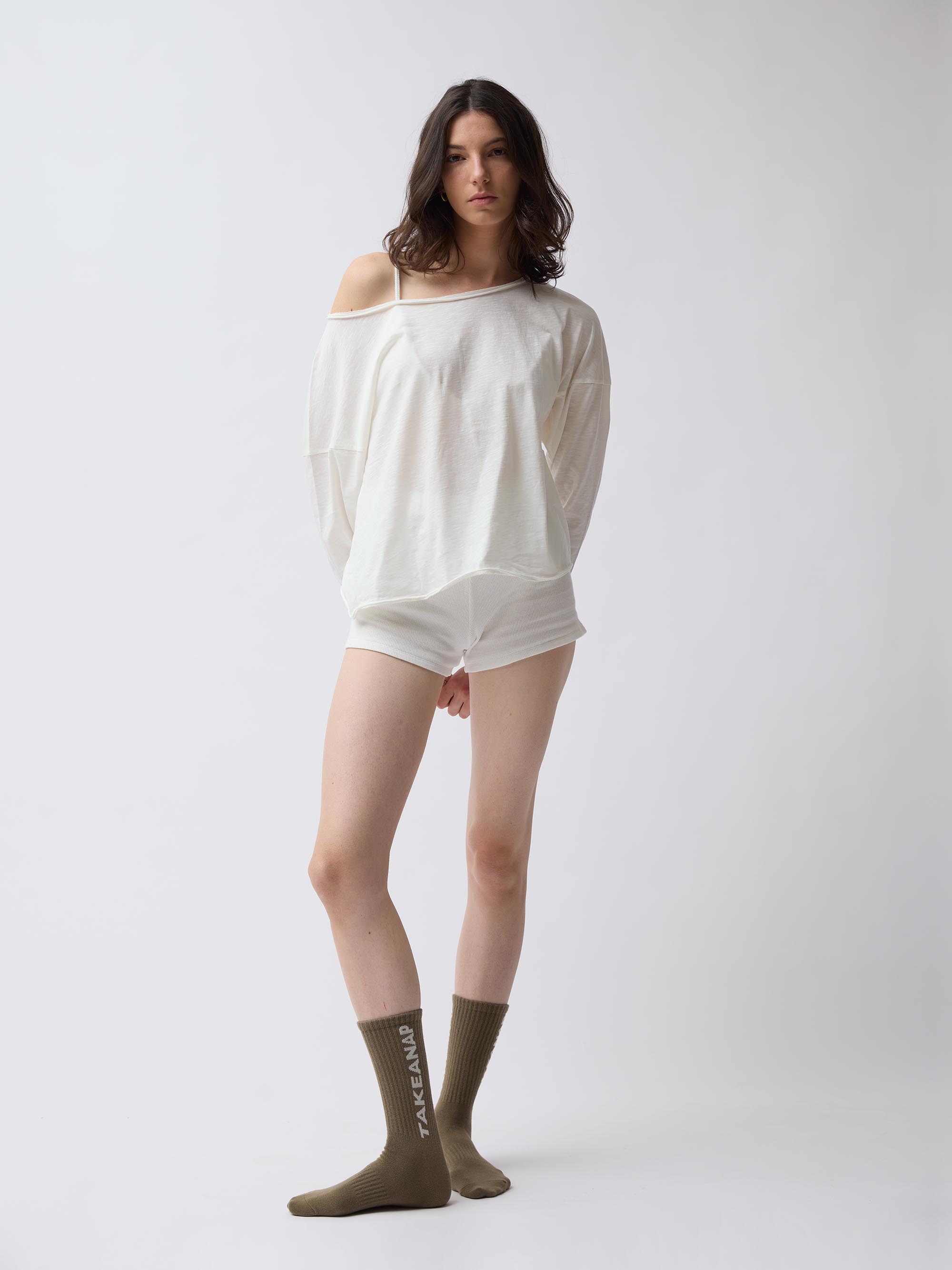 חולצת אופשולדר SLUB - שנהב